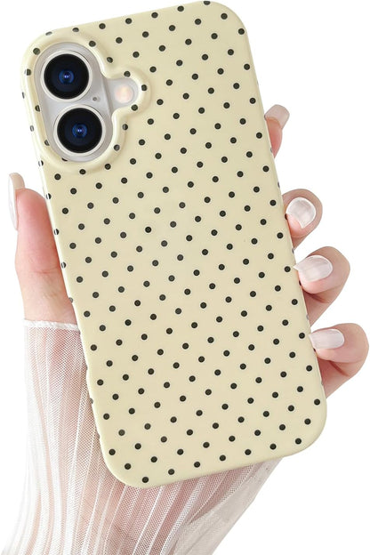 Yeddabox for iPhone 15 Case Cute Polka Dot Phone Case Soft TPU Slim Shockproof Phone Cover for Women Girls, Blue