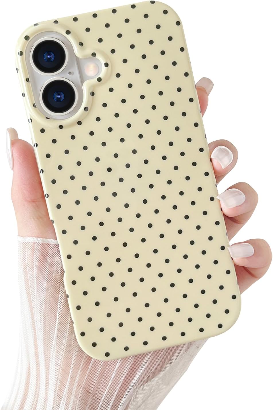 Yeddabox for iPhone 15 Case Cute Polka Dot Phone Case Soft TPU Slim Shockproof Phone Cover for Women Girls, Blue