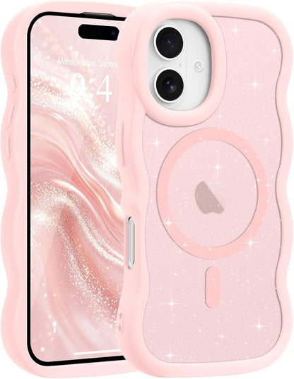 Pepmune for iPhone 16 Pro Max Case Curly Wavy Frame Translucent, Burgundy