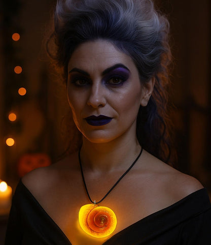 Sea Witch Necklace, Gold Conch Shell Glowing Necklace for Cosplay Coustume, Merch Accessories Gifts