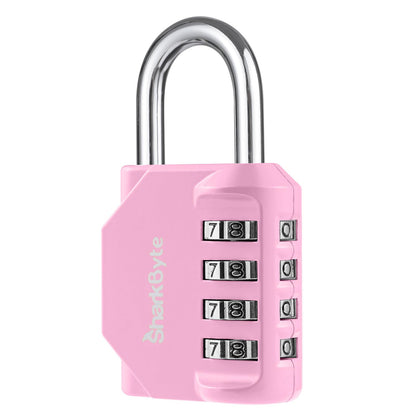 SharkByte Heavy Duty Combination Padlock – 4-Digit Weatherproof Outdoor Lock with Stainless Steel Shackle, Anti-Rust Resettable Code for Gym, School, Locker, Shed, Toolbox, Gate & Warehouse - Purple