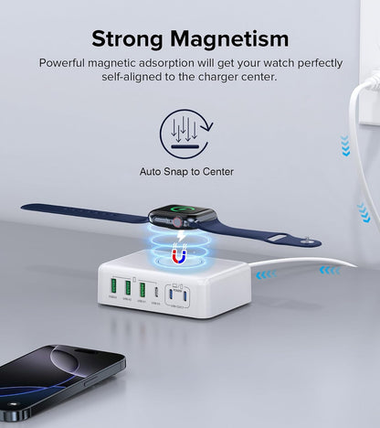 USB Fast Charger Block 50% Smaller 100W Max 6-Port GaN USB Charging Station