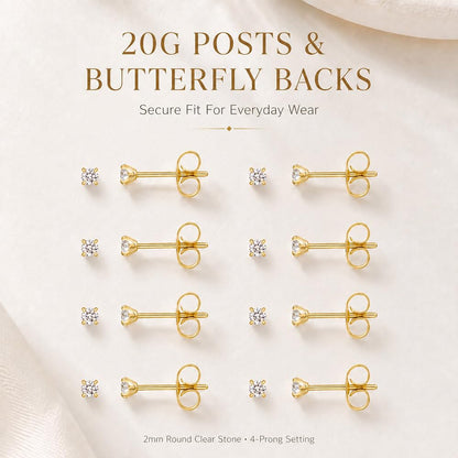 10 Pairs Small Stud Earrings for Women Hypoallergenic Multiple Piercings