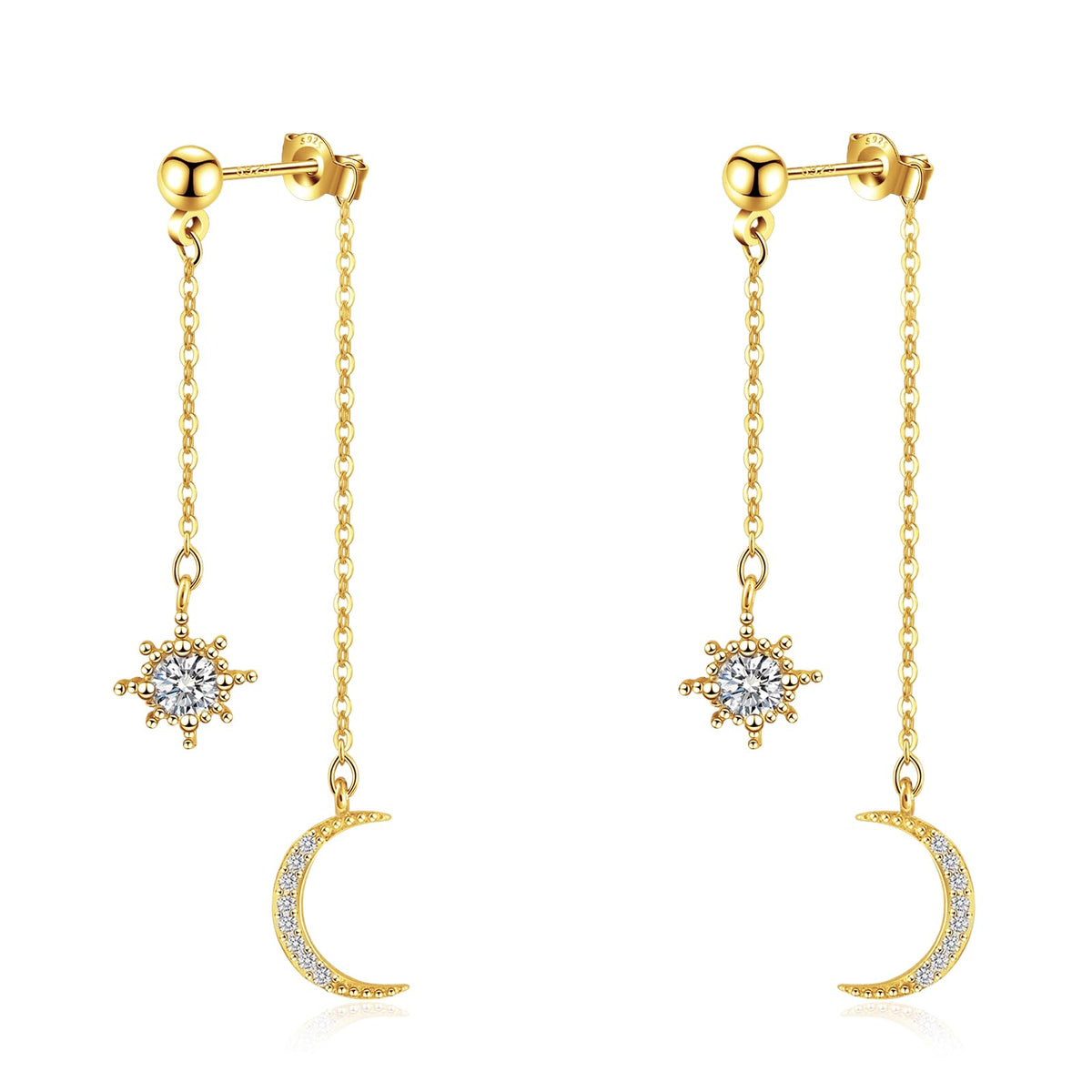 Moon and Star Dangle Earrings