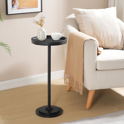 HOOBRO Small Round Side Table, Drink Table, Coffee Martini Table with Pedestal Accent for Small Spaces in Living Room, Bedroom, Sofa Couch, Rustic Brown BF168BZ01