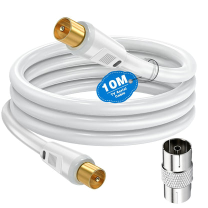 Ancable TV Aerial Cable with Coaxial Adapter 5M Black TV Ariel Lead