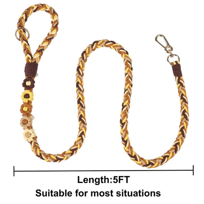 5FT Braided Cotton Rope Leash for Small, Medium and Large Dogs, Red & White Twist
