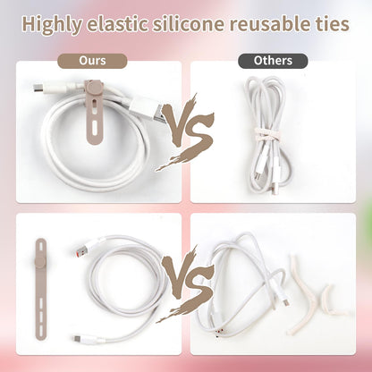 25 Pcs Silicone Cable Ties, Cable Ties Reusable, High Elasticity Cord Wraps for Electrical Cords, Cord Organizer for Earphone, Phone Charger(White)