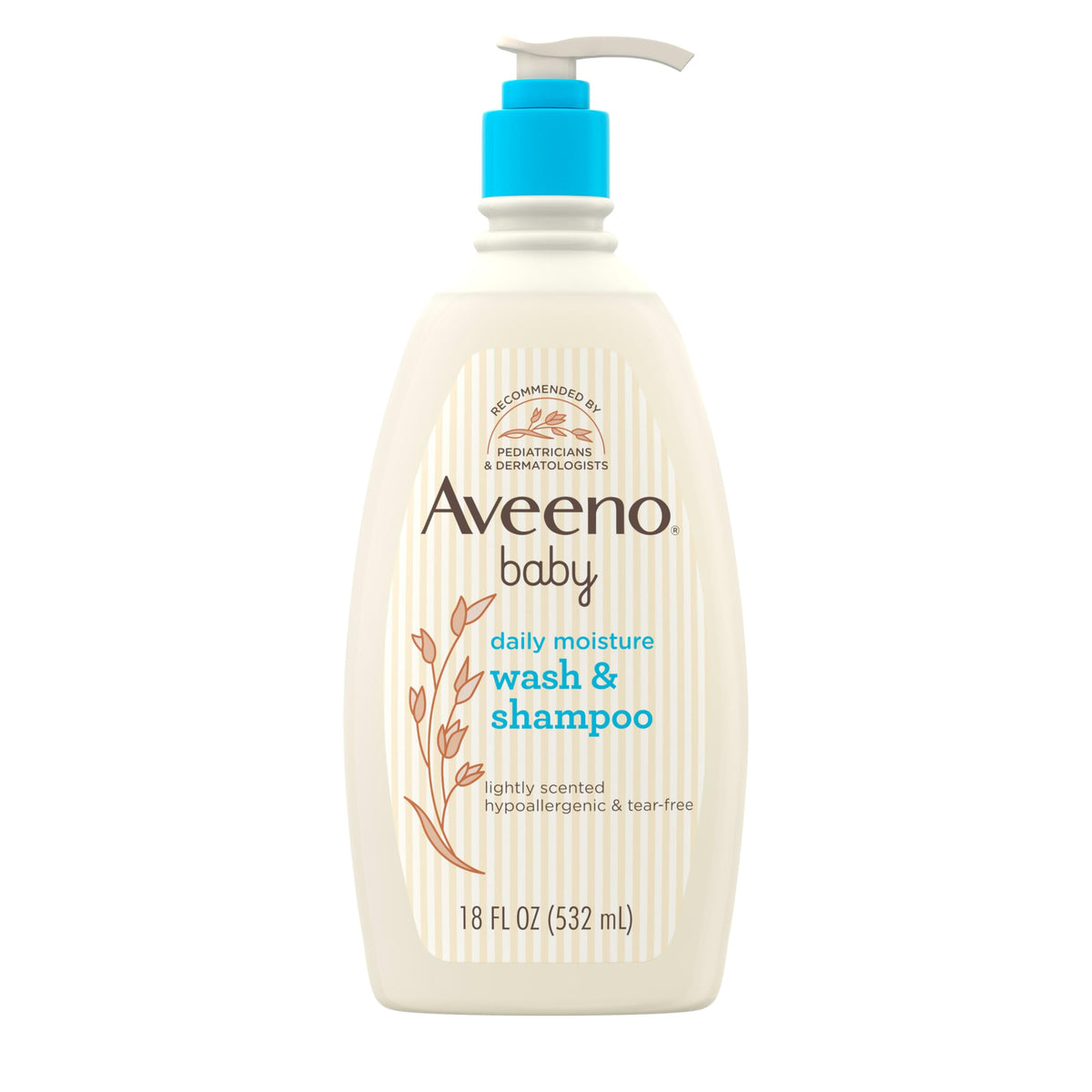 Aveeno Baby Daily Moisture Wash & Shampoo, Tear-Free, 18 fl. oz