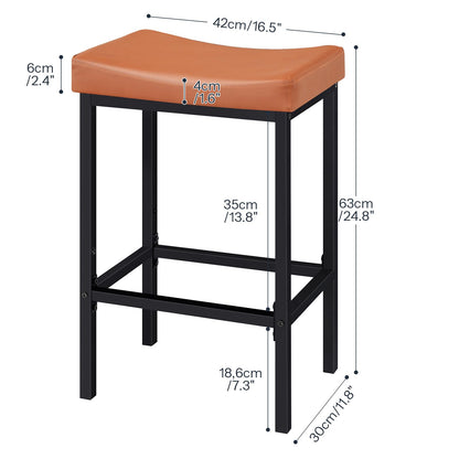 HOOBRO Bar Stools, Set of 2 Bar Chairs, Counter Height Stools, Saddle Barstools with Curved Surface, 24.8 Inches, 2.4" Thick Upholstery, for Kitchen, Dining Room, Cafe Black BB10BY01