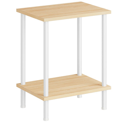 HOOBRO End Table, Small Side Table, Nightstand with 2-Layer Storage Shelves, Sofa Table for Small Spaces, Living Room, Bedroom, Stable Frame, Easy Assembly, Rustic Brown BF09BZ01