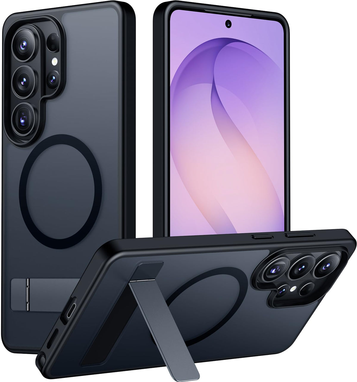 Temdan Magnetic Compatible with iPhone 16 Pro Max Case, [Built-in Invisible Kickstand][Compatible with MagSafe] [Military Grade Shockproof] Slim Translucent Matte Phone Case for iPhone 16 Pro Max 6.9"