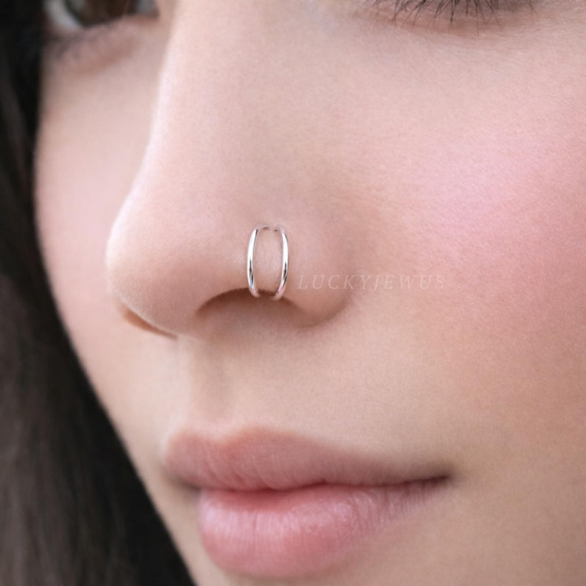 Double Hoop Nose Ring, 14K Gold Filled/Sterling Silver,20G/22G,6mm/7mm/8mm