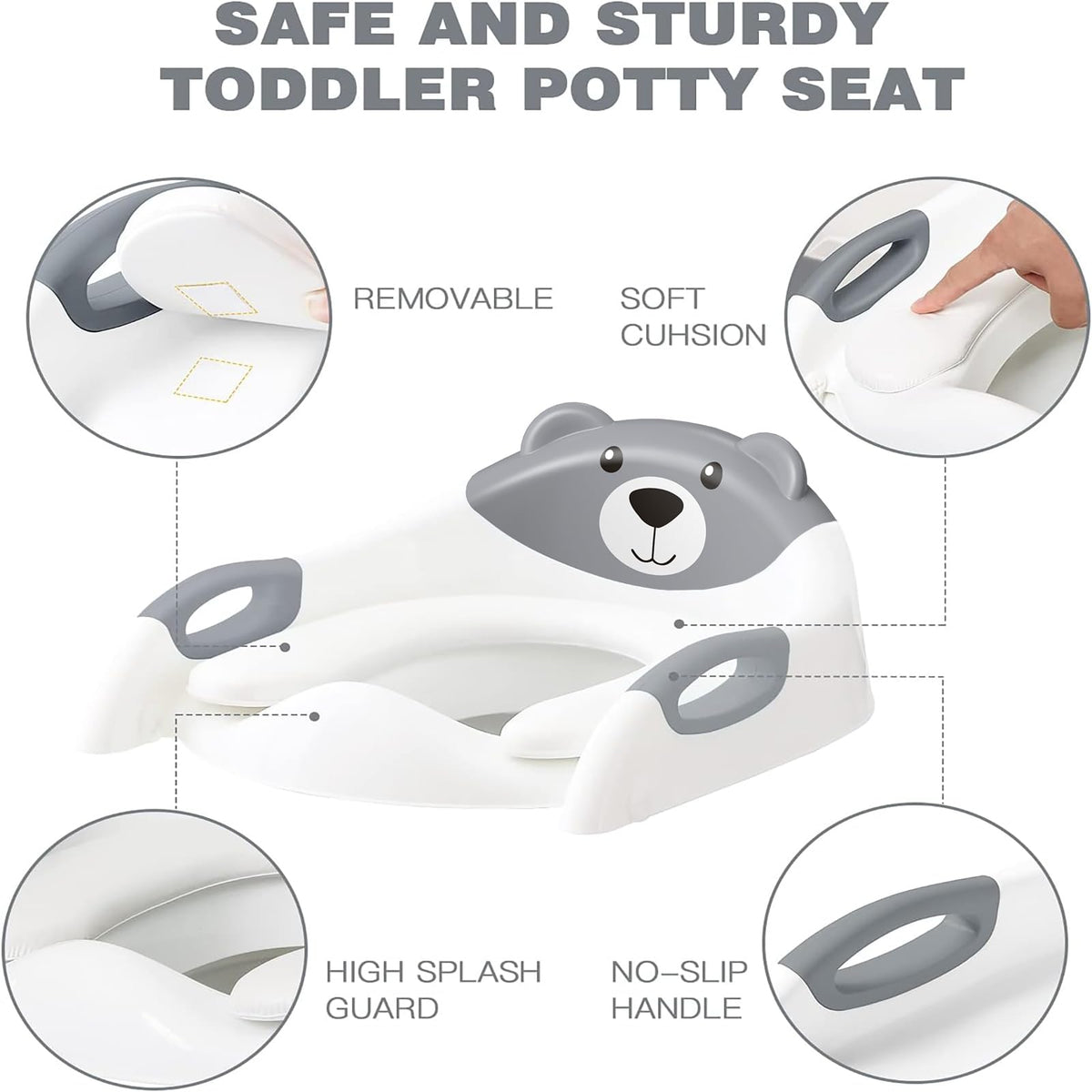 Potty Training Toilet for Toddlers, 2-in-1 Potty Training seat, Anti-Slip (Chocolate, Bear)