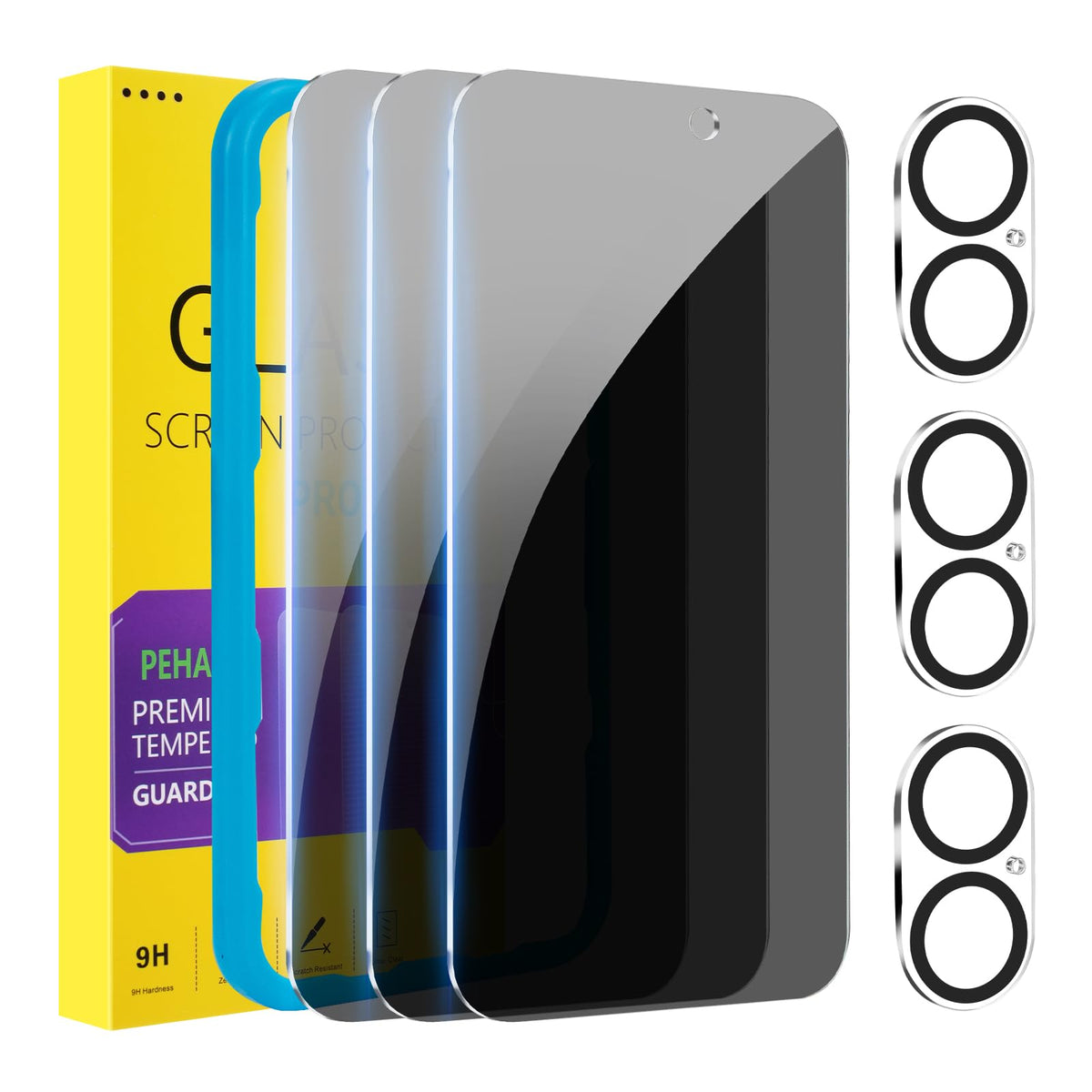 PEHAEL for iPhone 18 Pro Privacy Screen Protector+Camera Lens Protector