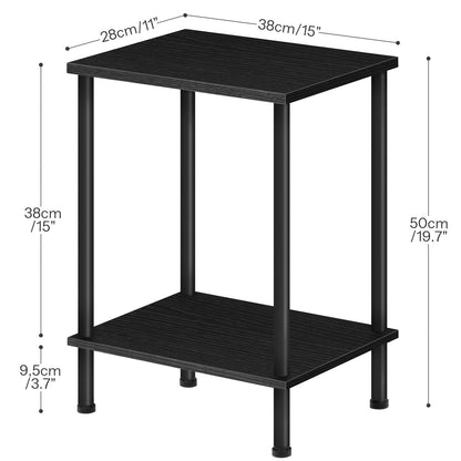 HOOBRO End Table, Small Side Table, Nightstand with 2-Layer Storage Shelves, Sofa Table for Small Spaces, Living Room, Bedroom, Stable Frame, Easy Assembly, Rustic Brown BF09BZ01