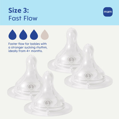 MAM Baby Bottle Anti-Colic Medium Flow Nipples, Fits All MAM Bottles, 2 Pk