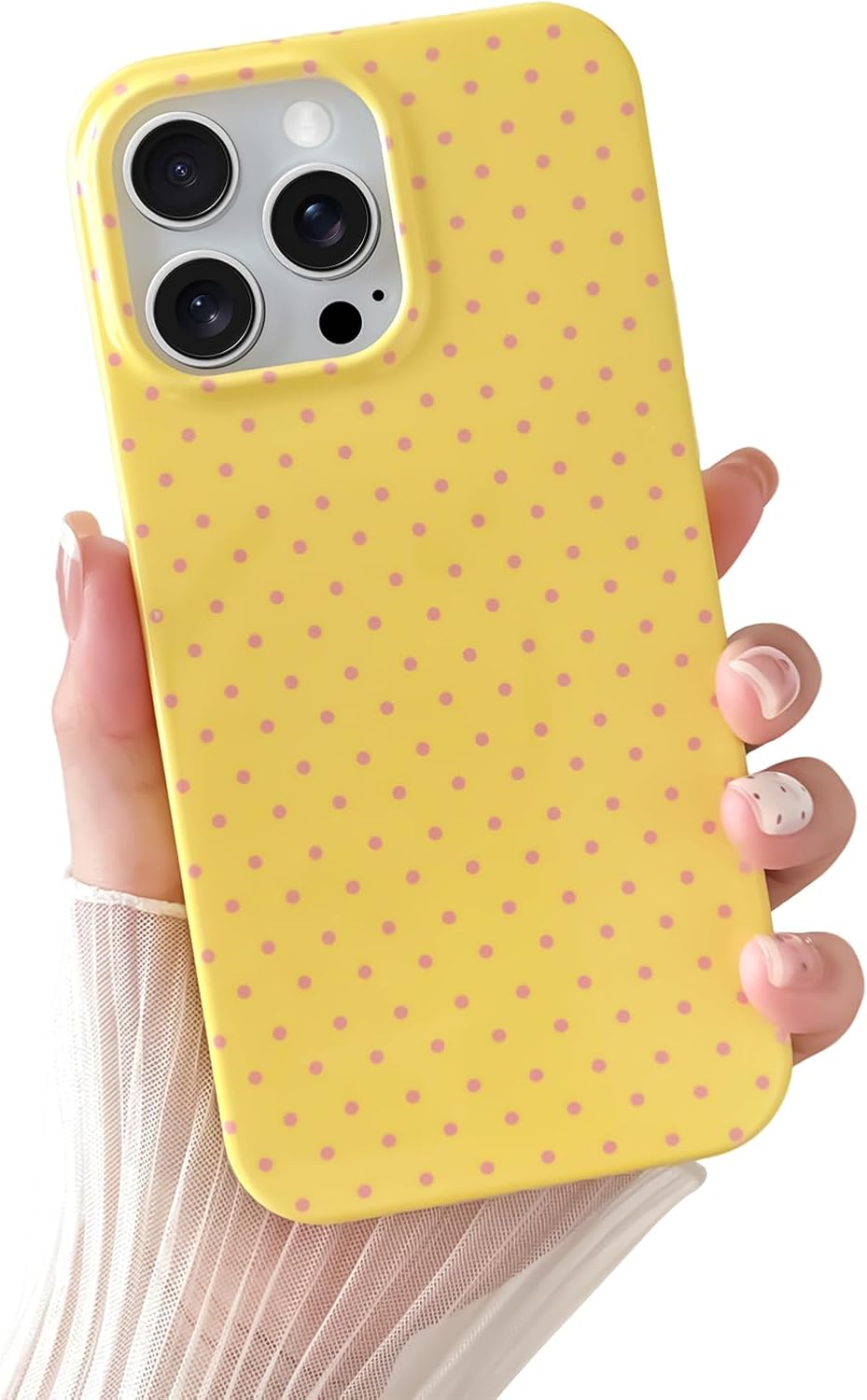 Yeddabox for iPhone 15 Case Cute Polka Dot Phone Case Soft TPU Slim Shockproof Phone Cover for Women Girls, Blue