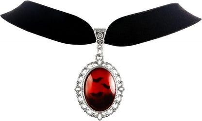 Halloween Heart Necklace for Women Vampire Raven Choker Necklace