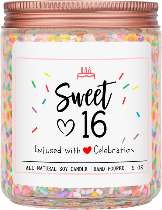 16th Birthday Gifts for Girls, Vanilla Cream Scent Best Ideas Birthday Presents for Daughter, Friends, Sister, Handmade Aromatherapy Candle Decorations
