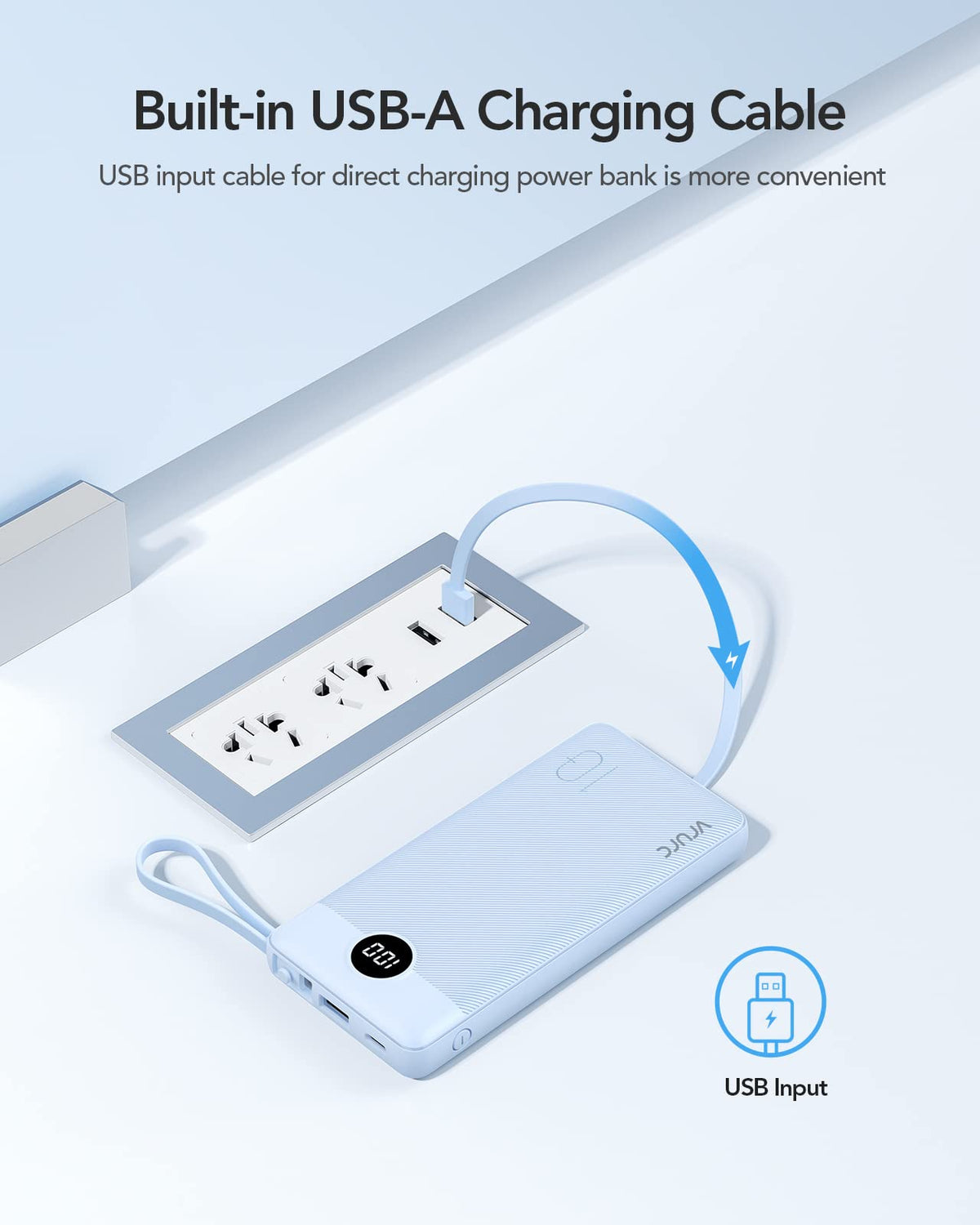 VRURC Portable Charger, Built in 4 Cables & Lanyard Power Bank 10000mAh