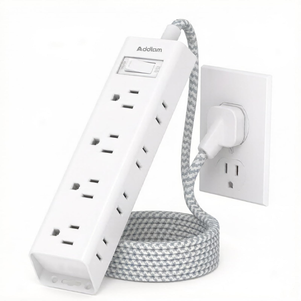 Flat Plug Power Strip, Ultra Thin Flat Extension Cord - 12 Outlets 3 Sides