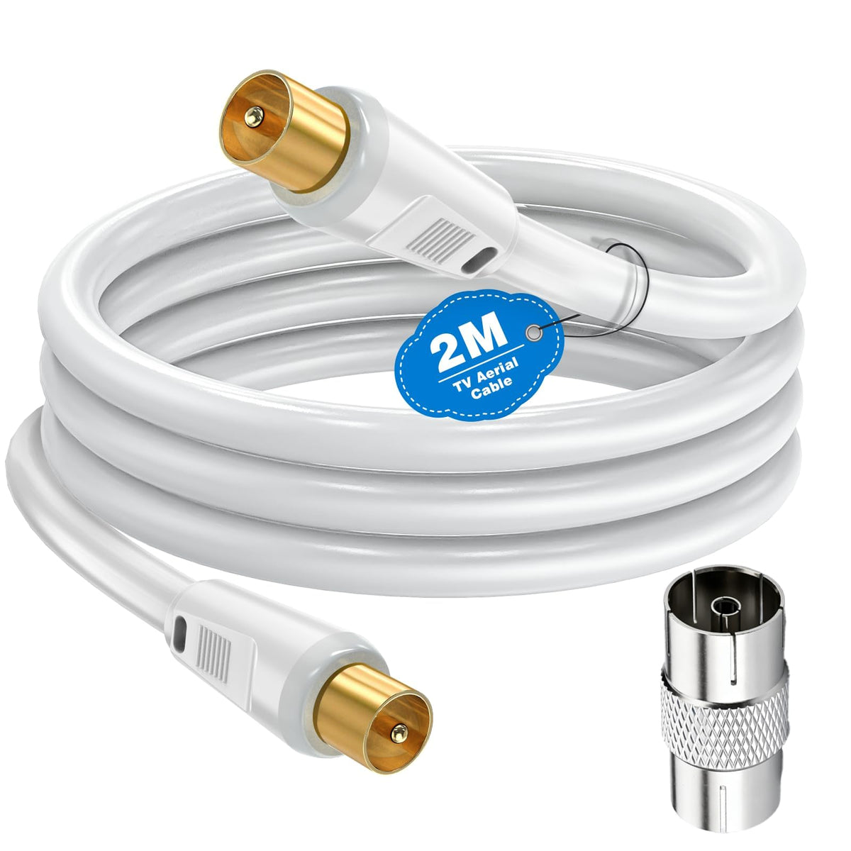Ancable TV Aerial Cable with Coaxial Adapter 5M Black TV Ariel Lead