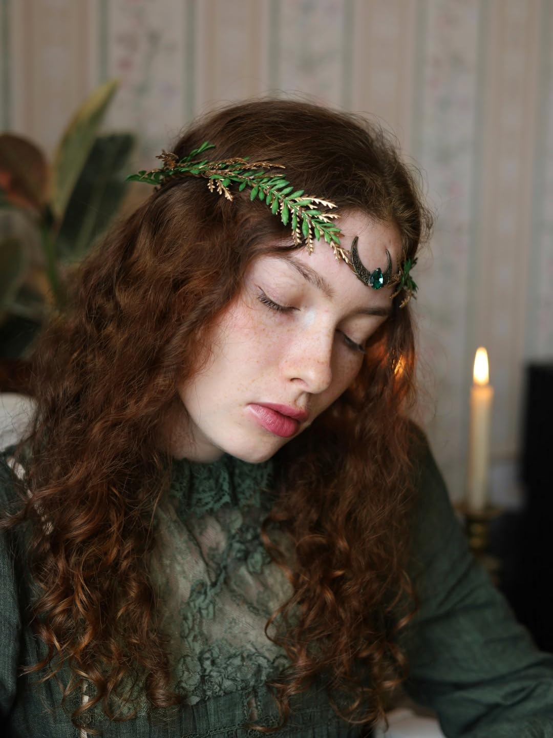 MOSTORY Renaissance Fairy Flower Crown, Woodland Elf Crown Headpiece