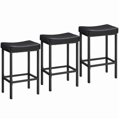 HOOBRO Bar Stools, Set of 2 Bar Chairs, Counter Height Stools, Saddle Barstools with Curved Surface, 24.8 Inches, 2.4" Thick Upholstery, for Kitchen, Dining Room, Cafe Black BB10BY01