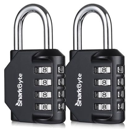 SharkByte Heavy Duty Combination Padlock – 4-Digit Weatherproof Outdoor Lock with Stainless Steel Shackle, Anti-Rust Resettable Code for Gym, School, Locker, Shed, Toolbox, Gate & Warehouse - Purple