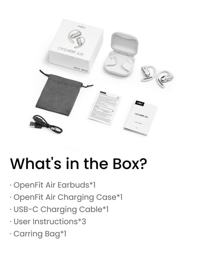 SHOKZ OpenFit Air - Open-Ear Headphones, True Wireless Earbuds, Water Resistant, Secure Earhooks for Daily Use, Black