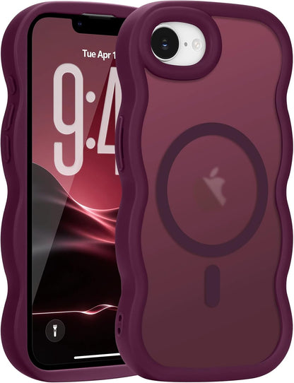 Pepmune for iPhone 16 Pro Max Case Curly Wavy Frame Translucent, Burgundy