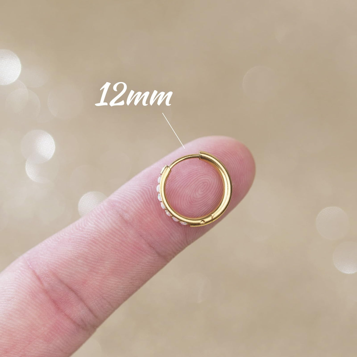 1Pair 316L Surgical Steel Opal Small Hoop Earrings for Women Hypoallergenic Medical Grade Lightweight For Cartilage Helix Daith Tragus Lobe Piercing Jewelry