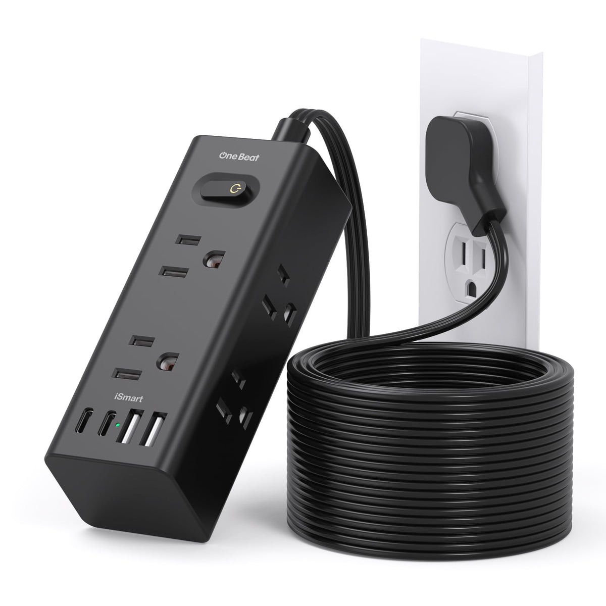 One Beat 5Ft Extension Cord with Multiple Outlets,Flat Plug Power Strip