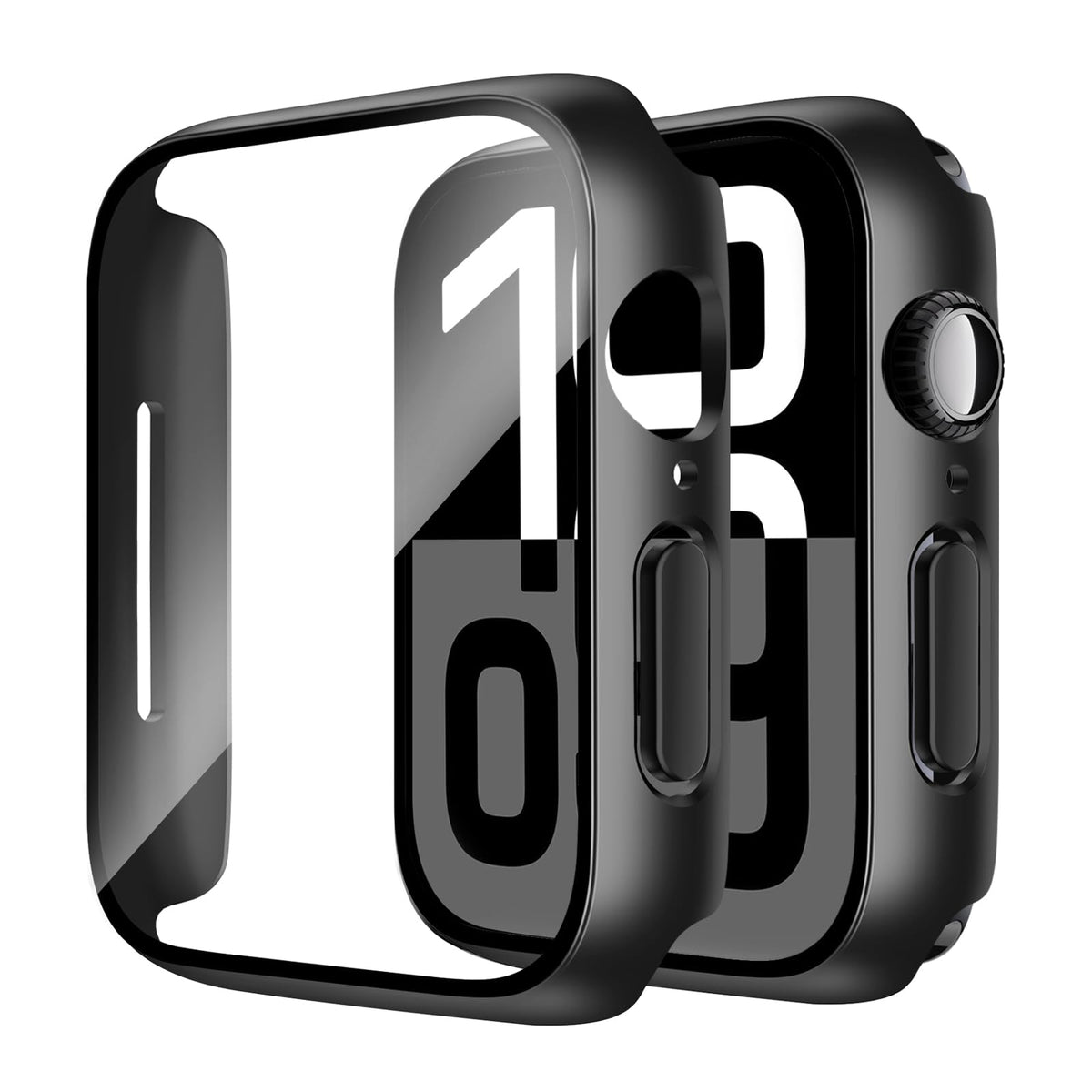 Smiling 2 Pack Case Compatible with Apple Watch Series 9 (2023)/Series 8 /Series 7 45mm with Tempered Glass Screen Protector, Hard PC Case Overall Protective Cover- Starlight