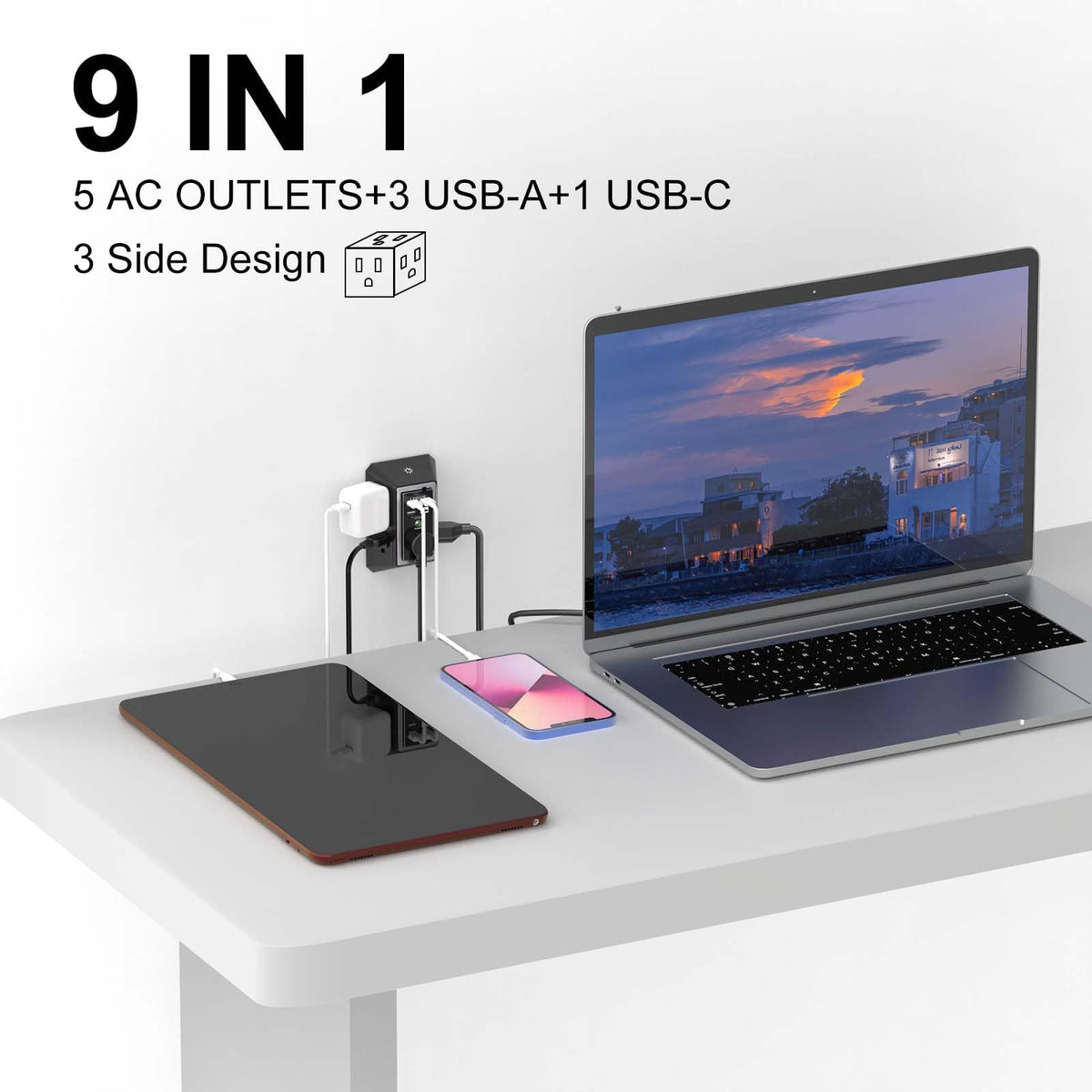 Surge Protector, QINLIANF 5 Outlet Extender with 4 USB Ports(2USB-C)