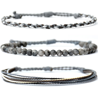 Mezcla Vida Handmade Natural Stone Beaded Healing Bracelet Gift for Men Adjustable Rope String Bracelet