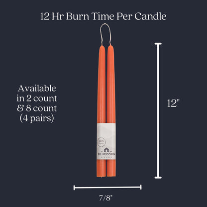 Taper Candles, 12 Inch Terracotta, 2 Count
