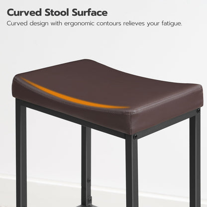 HOOBRO Bar Stools, Set of 2 Bar Chairs, Counter Height Stools, Saddle Barstools with Curved Surface, 24.8 Inches, 2.4" Thick Upholstery, for Kitchen, Dining Room, Cafe Black BB10BY01