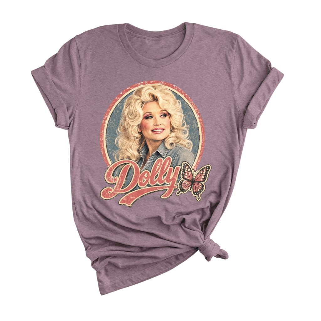 Dolly Legend Parton Shirt for Women, Memorial Butterfly Retro Country Music Tee