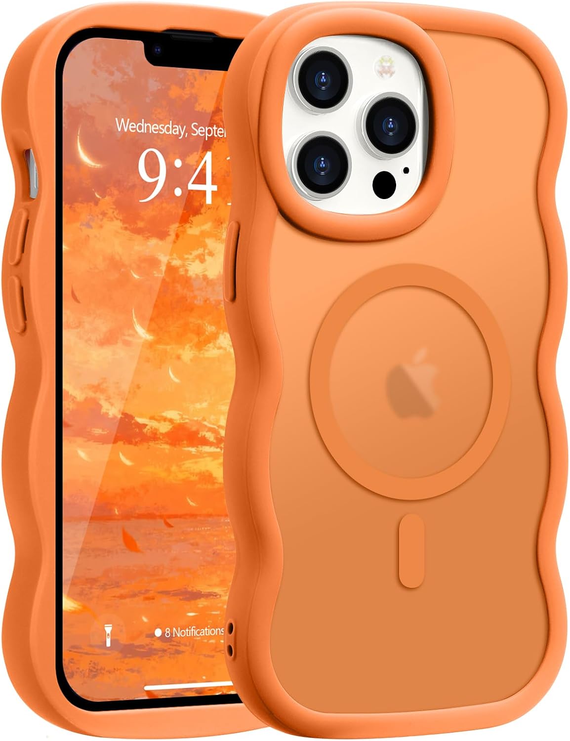 Pepmune for iPhone 16 Pro Max Case Curly Wavy Frame Translucent, Burgundy