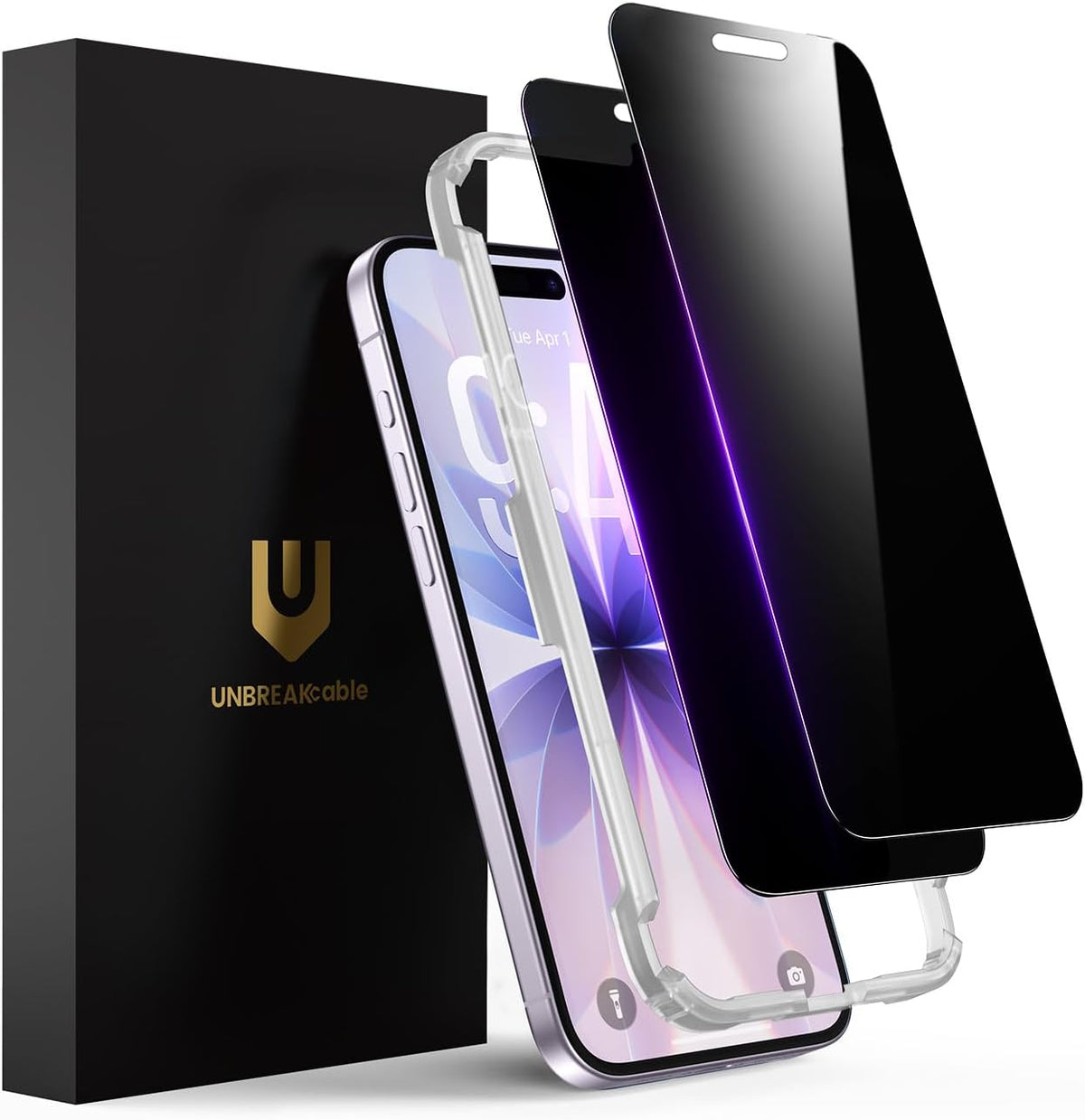 UNBREAKcable Privacy Screen Protector for iPhone 15, Full Coverage