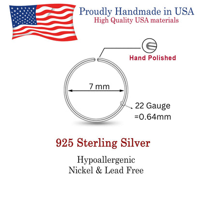 Small Thin Gold or Sterling Silver Nose Ring Hoop for Women, 20G/22G/24G