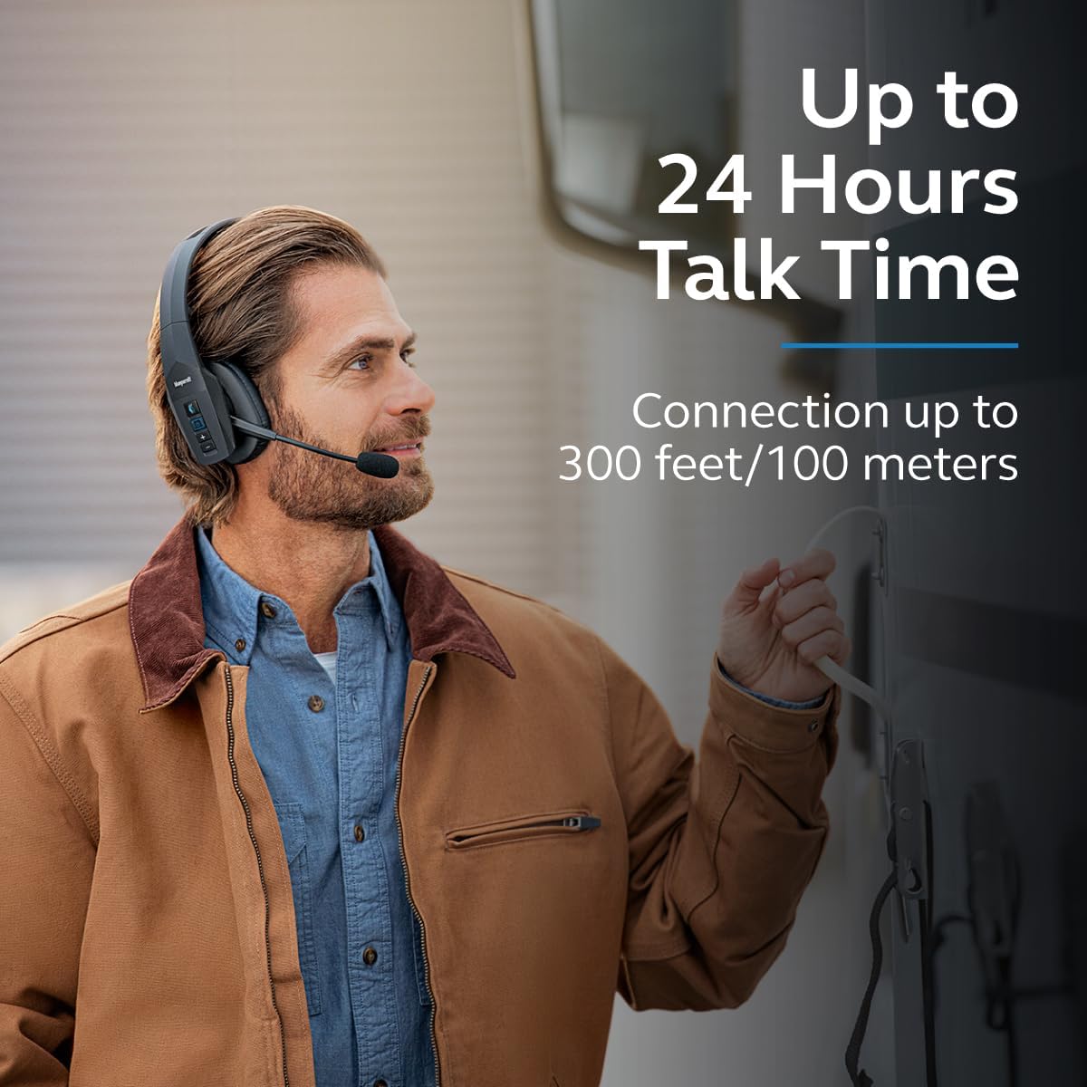 BlueParrott B450-XT Noise Cancelling Bluetooth Headset – Updated Design with Long Wireless Range, Up to 24 Hours of Talk Time & IP54-Rated Wireless Headset (Renewed)