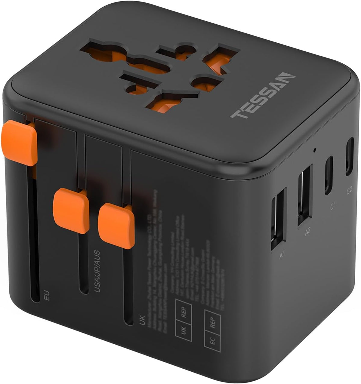 TESSAN Universal Travel Adapter Worldwide with 2 USB C for EU USA AU