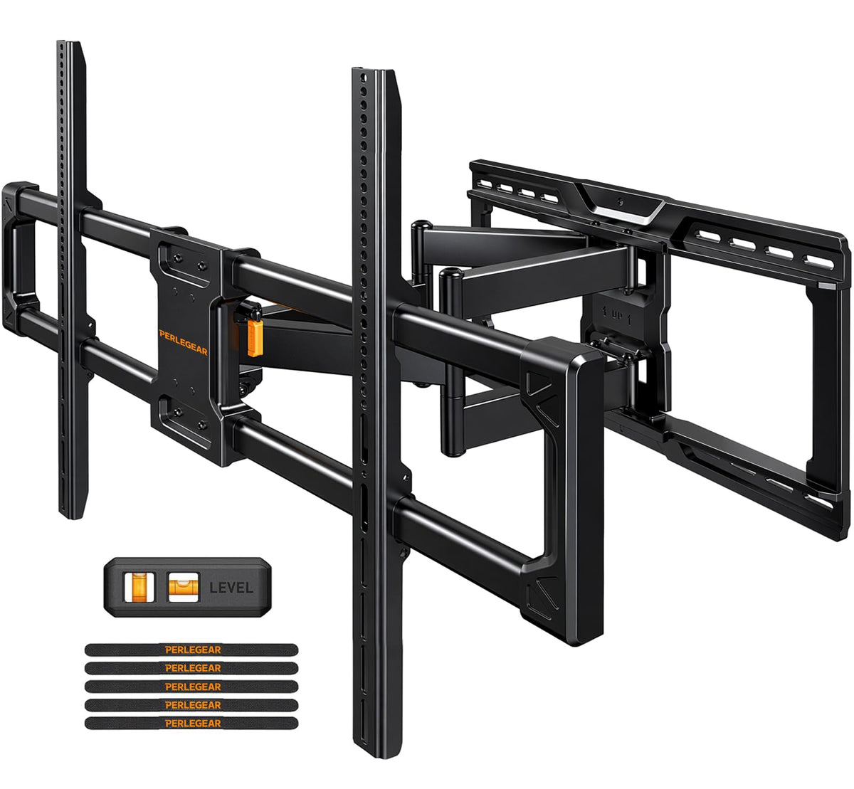 Perlegear Full Motion TV Wall Mount with Power Strip for 60–120 Inch TVs
