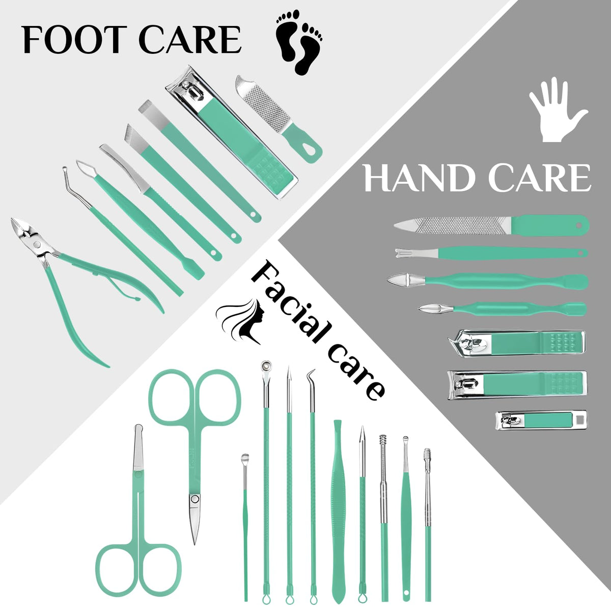 MINKINH Nail Clippers Set Manicure Pedicure Kit, 26-Piece Stainless Steel