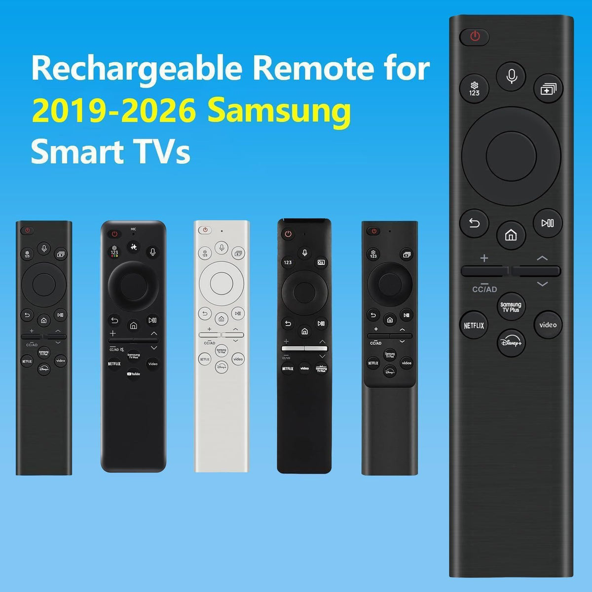 Rechargeable TV Remote for Samsung Smart TVs. Replacement Voice Remote.