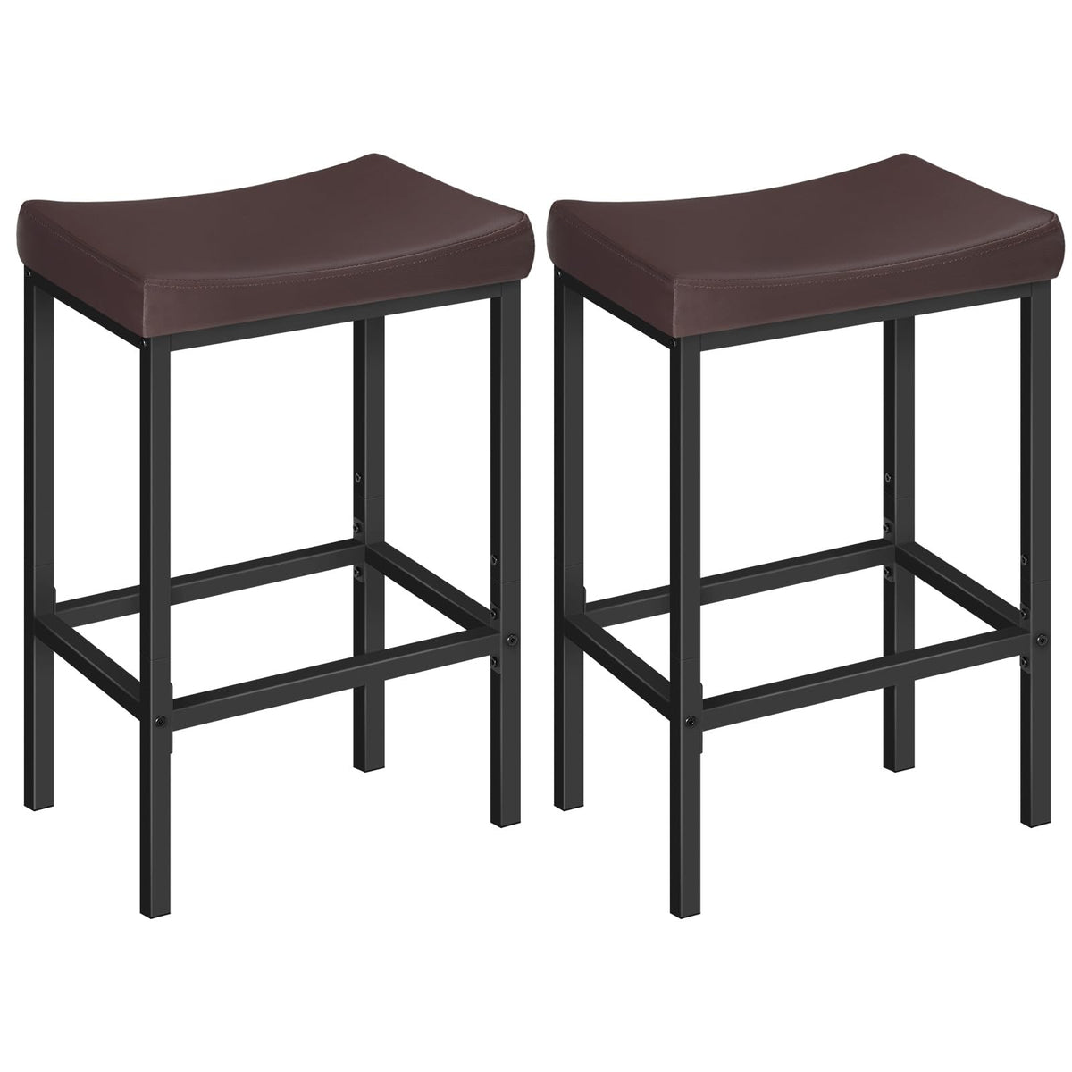 HOOBRO Bar Stools, Set of 2 Bar Chairs, Counter Height Stools, Saddle Barstools with Curved Surface, 24.8 Inches, 2.4" Thick Upholstery, for Kitchen, Dining Room, Cafe Black BB10BY01
