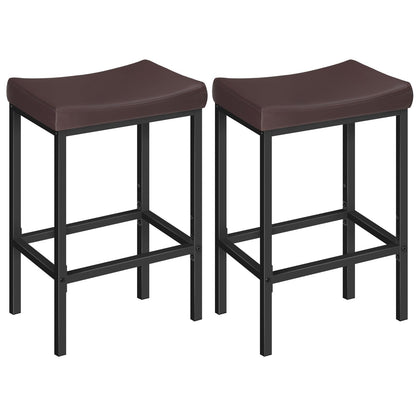 HOOBRO Bar Stools, Set of 2 Bar Chairs, Counter Height Stools, Saddle Barstools with Curved Surface, 24.8 Inches, 2.4" Thick Upholstery, for Kitchen, Dining Room, Cafe Black BB10BY01